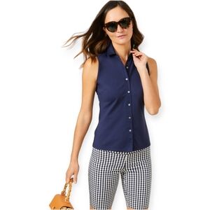 Tommy Hilfiger Women's Sleeveless Button-upBlouse Navy Blue size LG